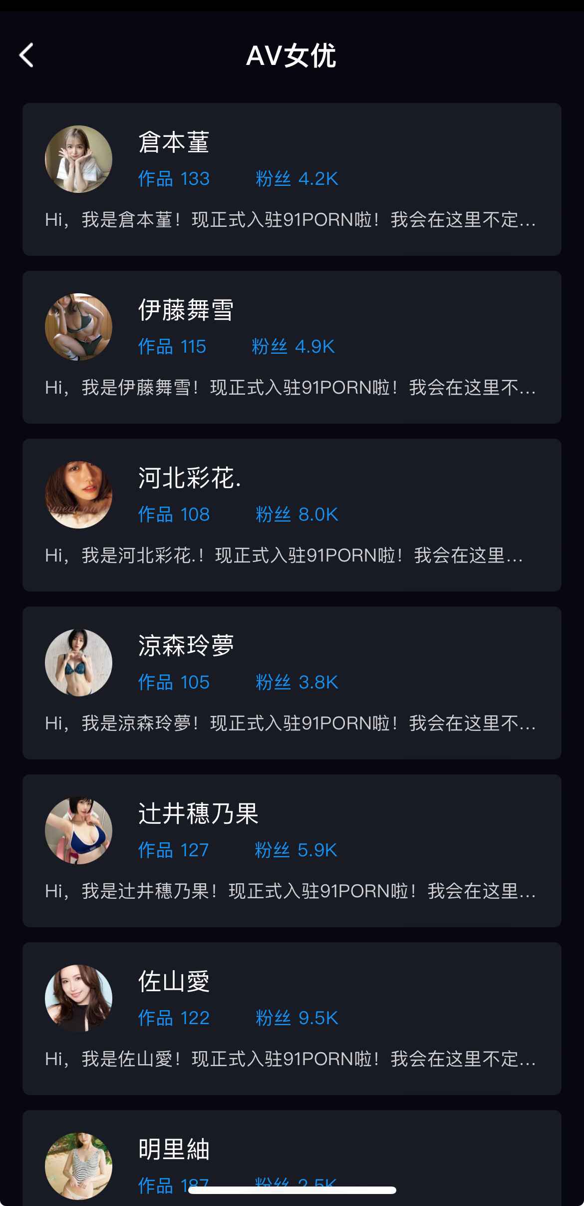 91PORN女优列表界面
